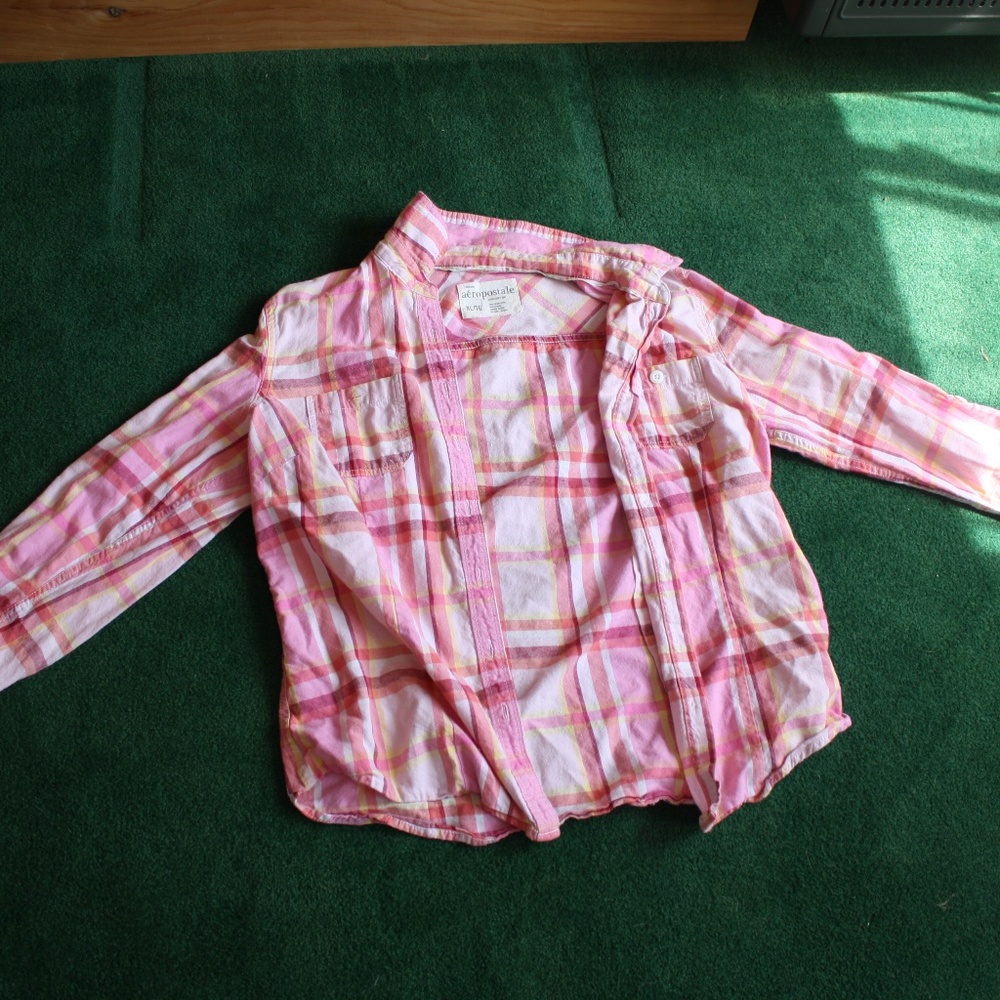 Aeropostale Pink Flannel Long Sleeve